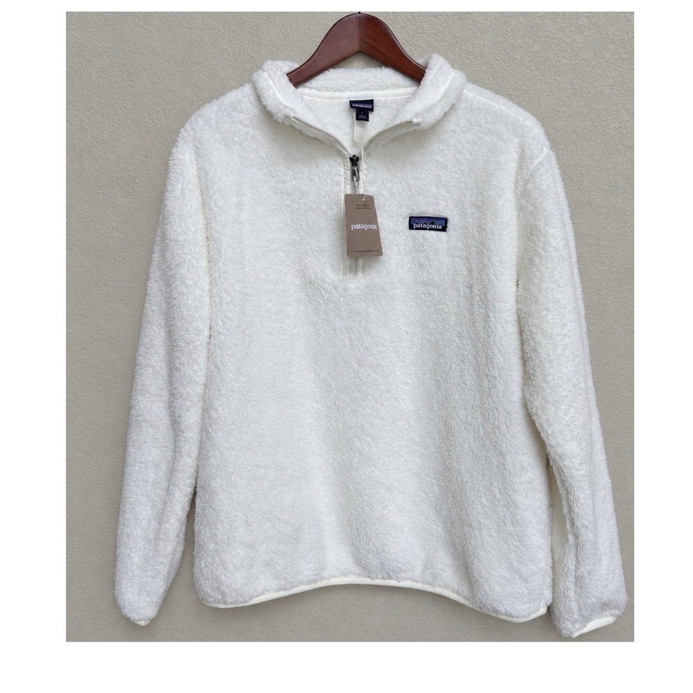 NWT Patagonia Womens Los Gatos 1/4-Zip Fleece Pullover Birch White 25236 Large